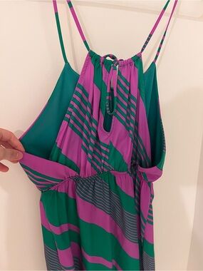 hello miss Green and Purple Striped Sundress